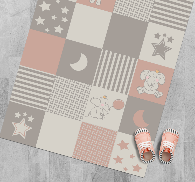 Patchwork Elephant Playground kids vinyl rug - TenStickers
