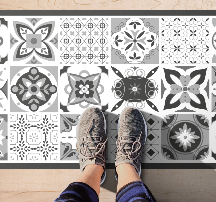 Patterned Tile Ensemble tile vinyl rug - TenStickers