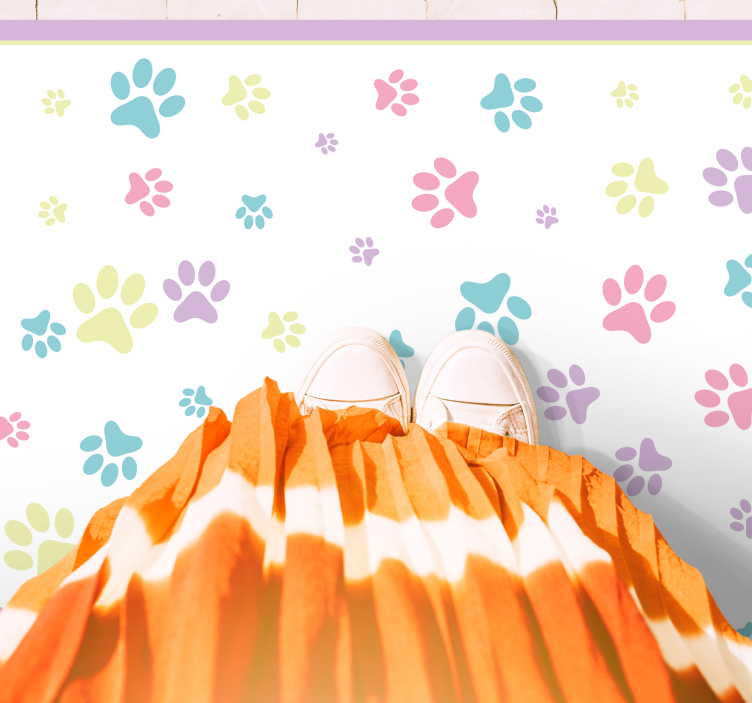 Animal print vinyl rug in paw print style - TenStickers