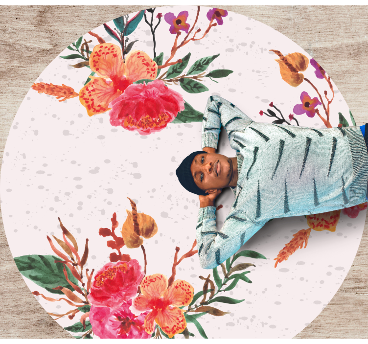 Peonies and orchids flower vinyl rug - TenStickers