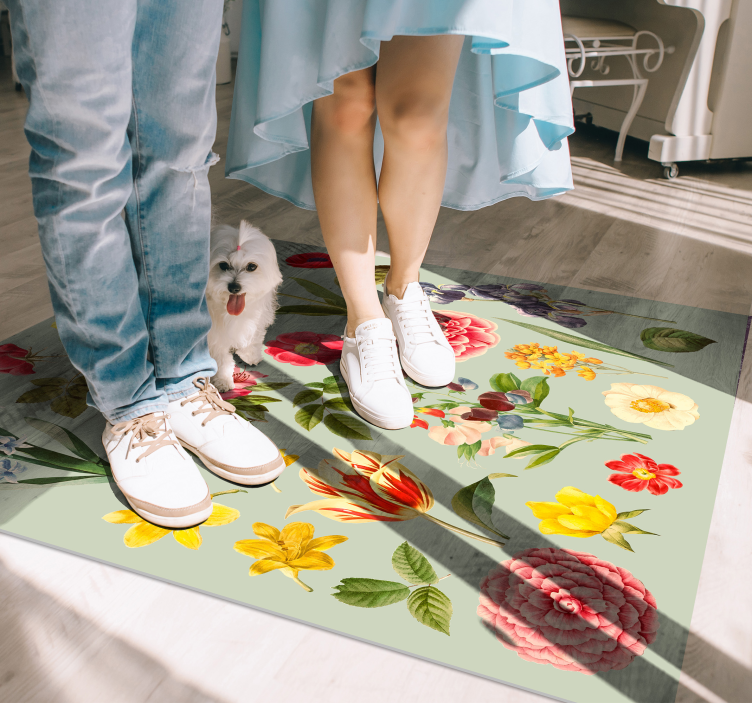 Peony and flower assortment floral rug - TenStickers