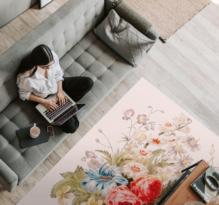 Peony bunch floral rug decoration - TenStickers