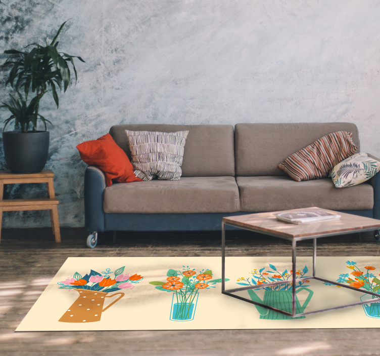 Peony cartoon bunch floral rug - TenStickers