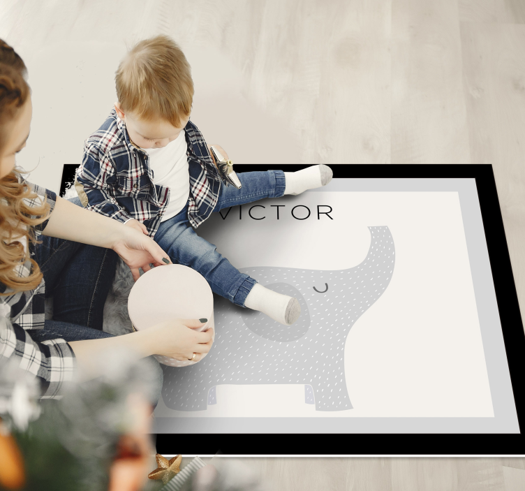 Personalized Elephant custom vinyl rug - TenStickers