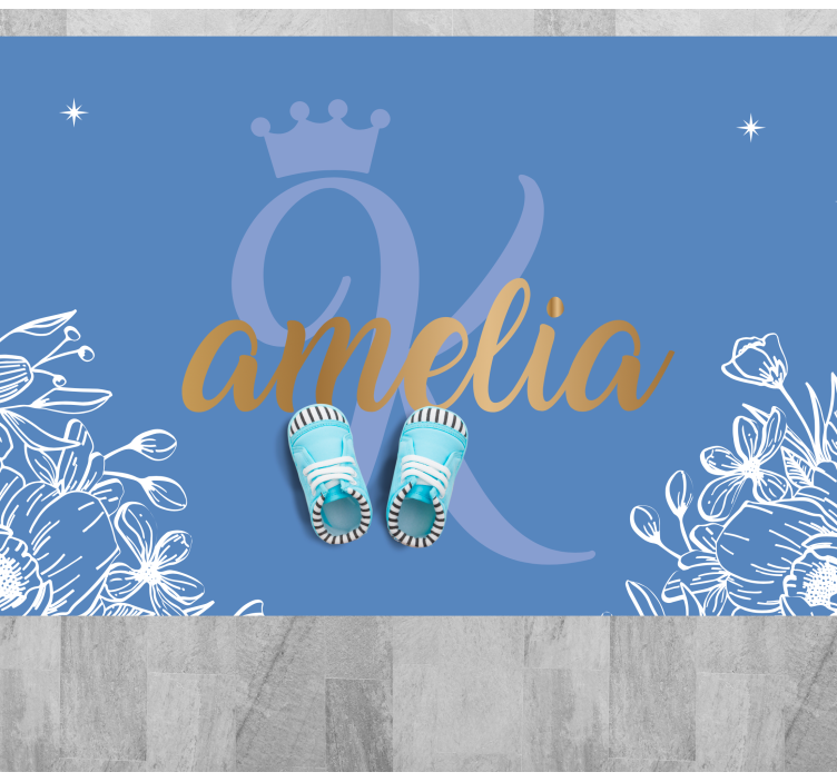 Floral name and initial teenager vinyl rug - TenStickers