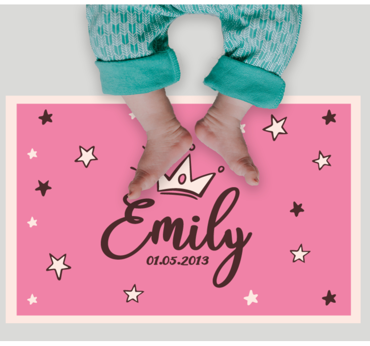 Name with crown and stars vinyl rug - TenStickers