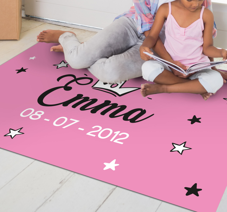 Pink design with name vinyl rug - TenStickers