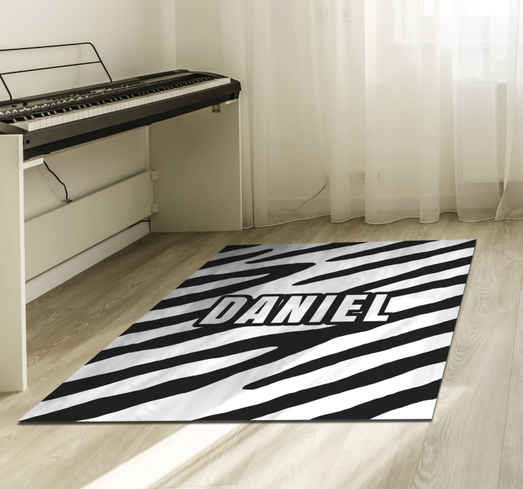 Personalized zebra vinyl rug with name - TenStickers