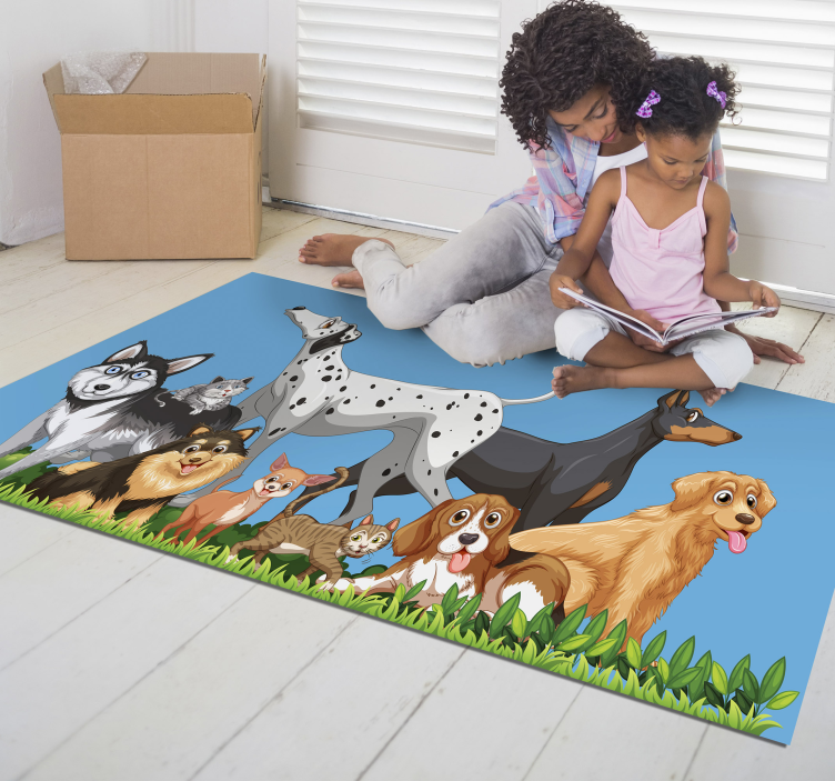 Vinyl rug for a gathering of dogs - TenStickers