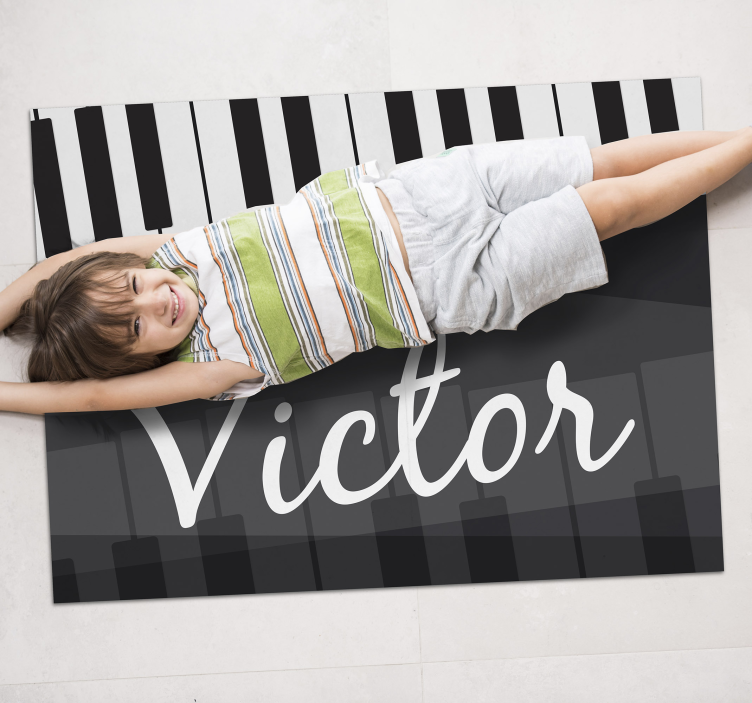 marvellous piano keys vinyl rug with name - TenStickers