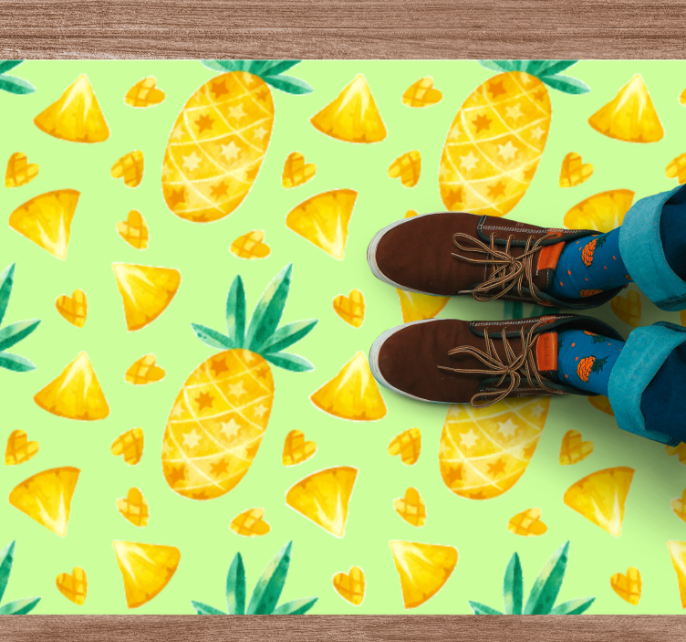 Pineapple green motif kitchen vinyl rug - TenStickers