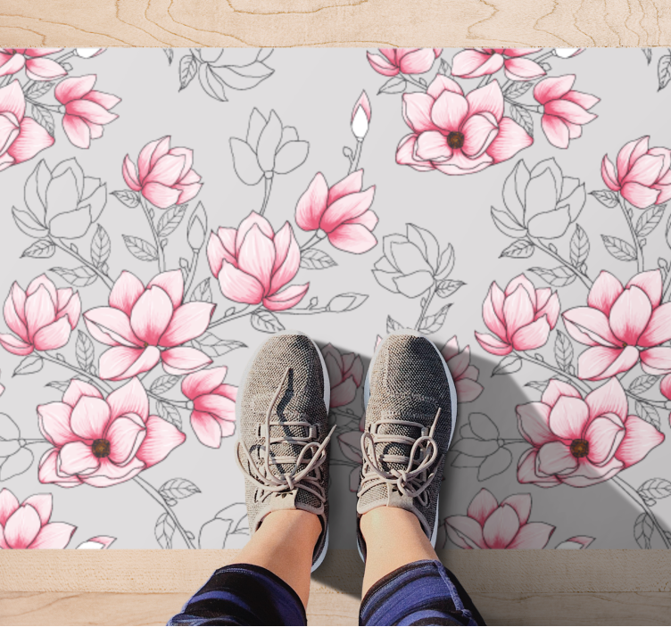 PINK BLOSSOM PATTERN flower vinyl rug - TenStickers