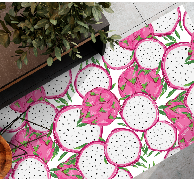 Pink cut half dragon fruit  kitchen floor tiles - TenStickers