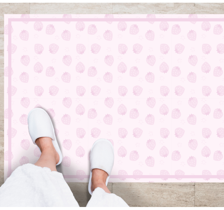 Pink Strawberry Pattern kitchen vinyl rug - TenStickers