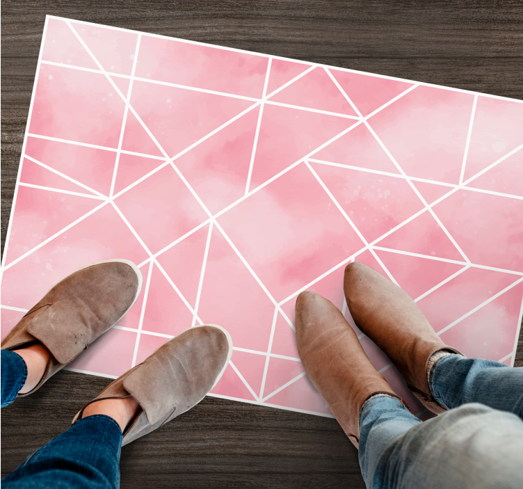 Pink triangles wall art pattern floor vinyl rug - TenStickers