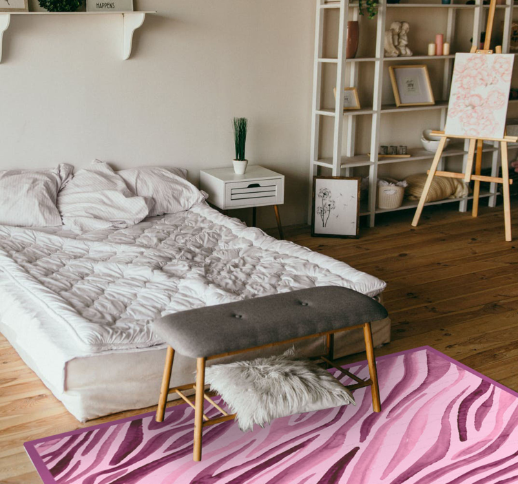 Pink Watercolour Zebra animal print vinyl rug - TenStickers