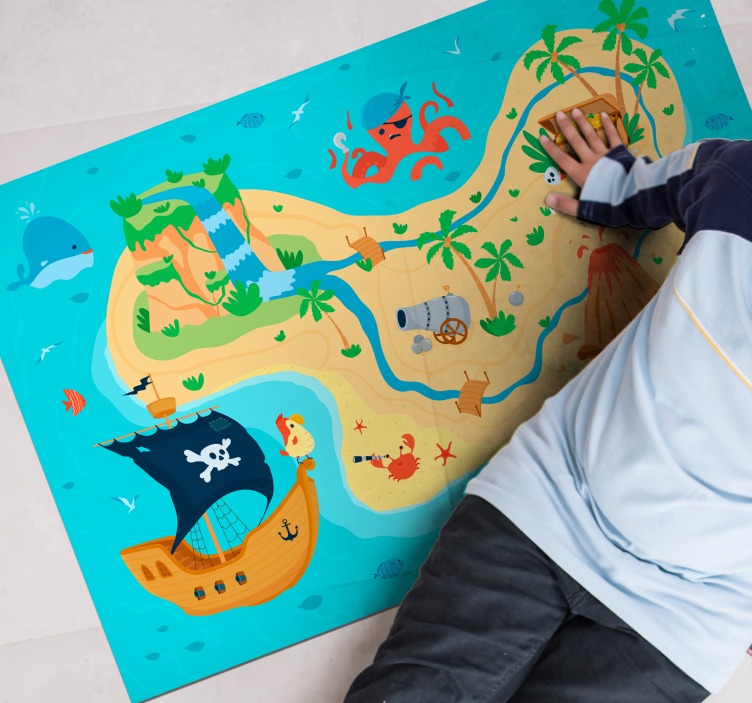 Pirate Adventure Map gaming vinyl rug - TenStickers