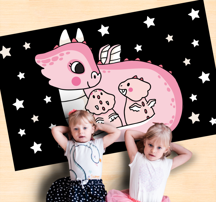 Playful Dragon Duo playroom vinyl rug - TenStickers