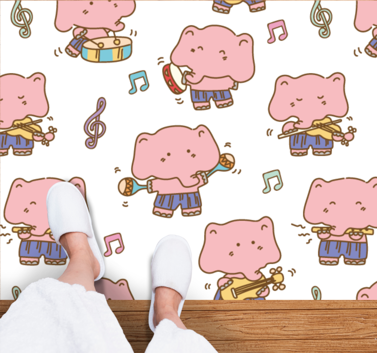 Playful Elephant Musicians kids vinyl rug - TenStickers