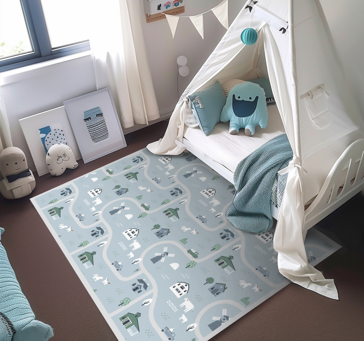Playful Farm Theme playroom vinyl rug - TenStickers