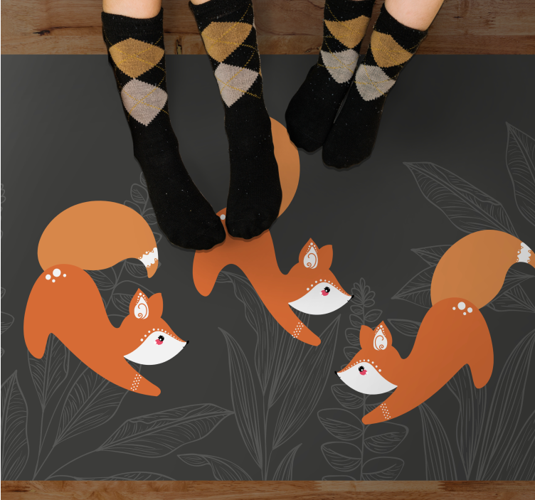 Playful Foxes Pattern animal vinyl rug - TenStickers