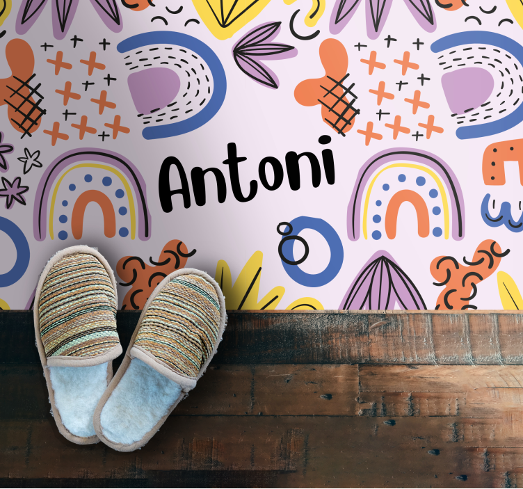 Nordic geometric with name vinyl rug - TenStickers