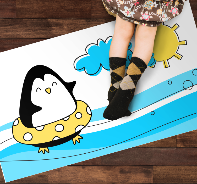 Playful Penguin Illustration playroom vinyl rug - TenStickers