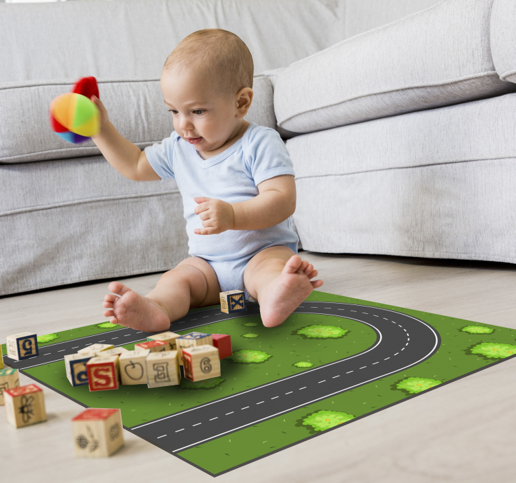 Playful Roadway kids vinyl rug - TenStickers