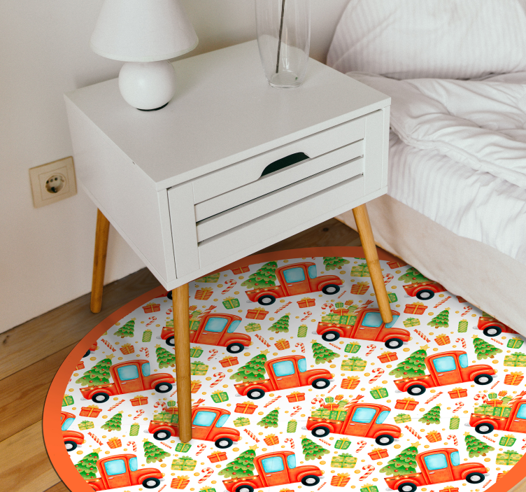 Playful Transport Circle vinyl rug - TenStickers