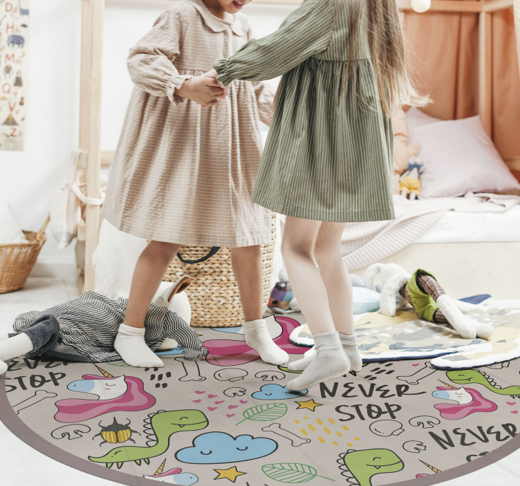 Playful Unicorn Design kids vinyl rug - TenStickers