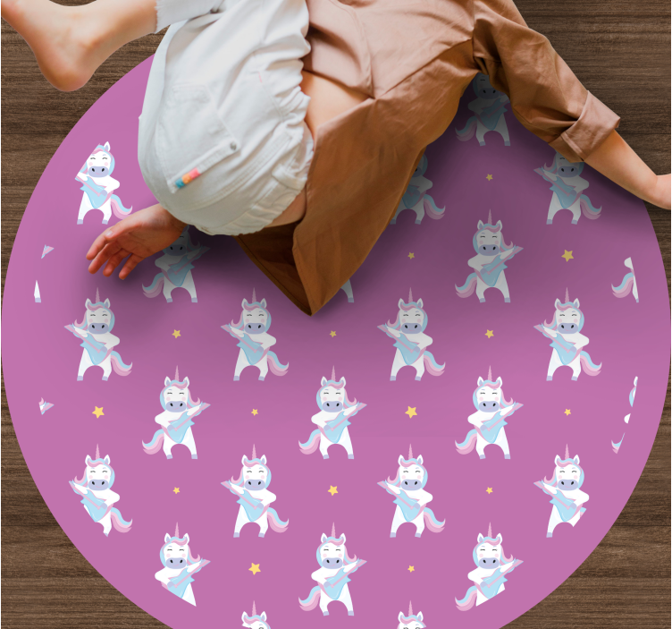 Playful Unicorns Pattern vinyl rug - TenStickers