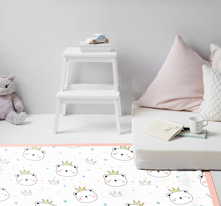 Polka dot crown kids vinyl rug - TenStickers