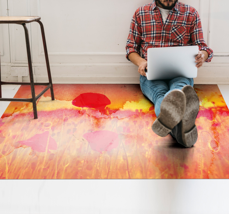 Poppies at sun fall floral rug - TenStickers