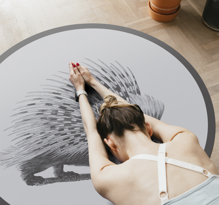 Porcupine Illustration animal vinyl rug - TenStickers