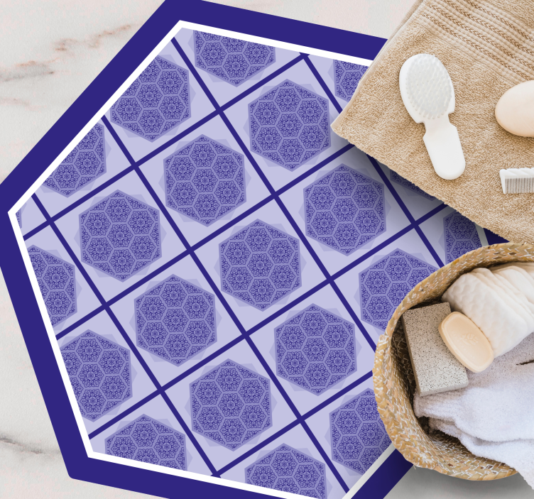 Purple hexagonal pattern bathroom vinyl rug - TenStickers