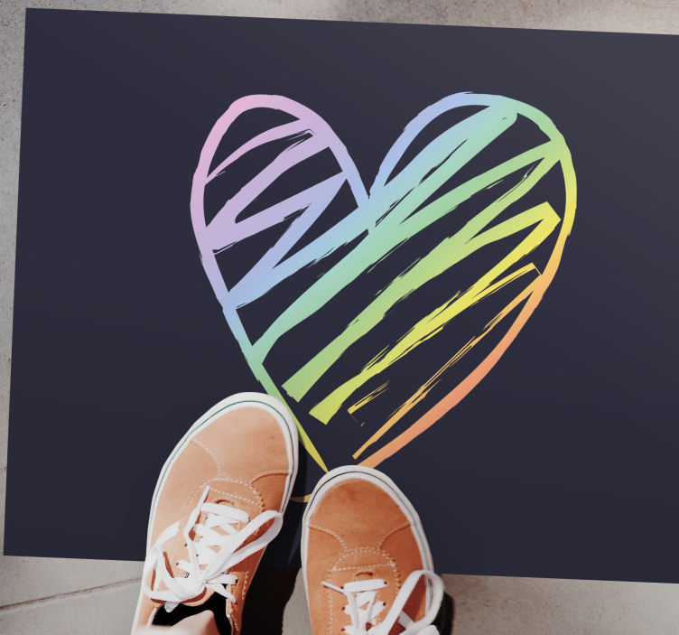 Rainbow holografic heart lines rectangular rug - TenStickers