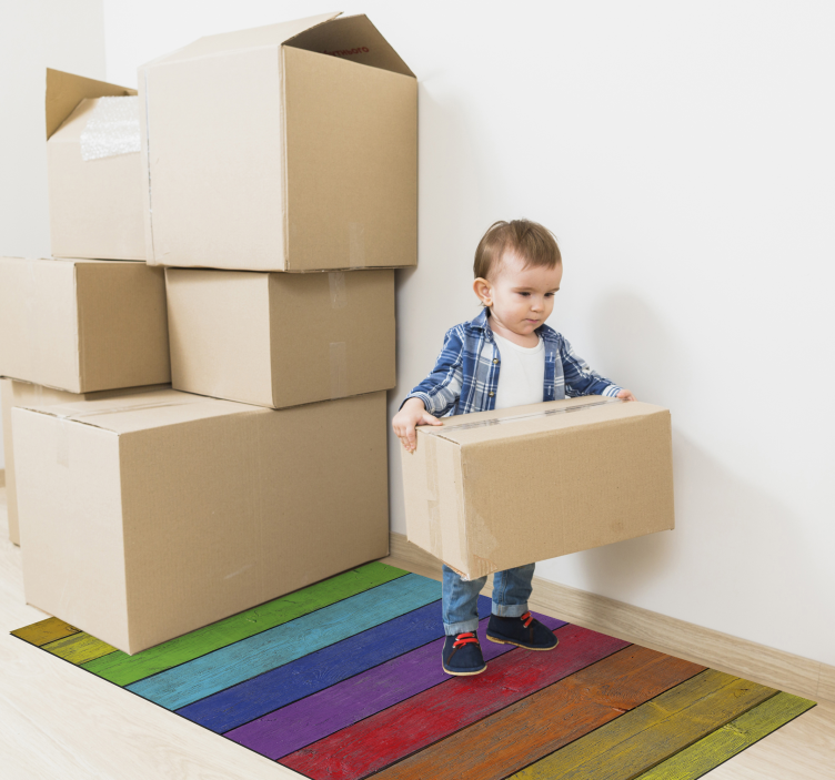 Rainbow Plank Texture textured vinyl rug - TenStickers
