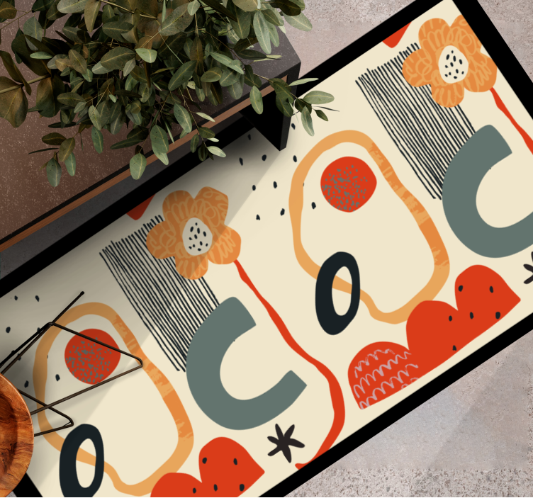 Red and orange collage abstraction modern rug - TenStickers