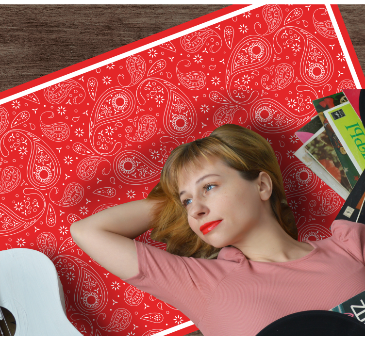 Red boho bandana pattern texture carpet - TenStickers
