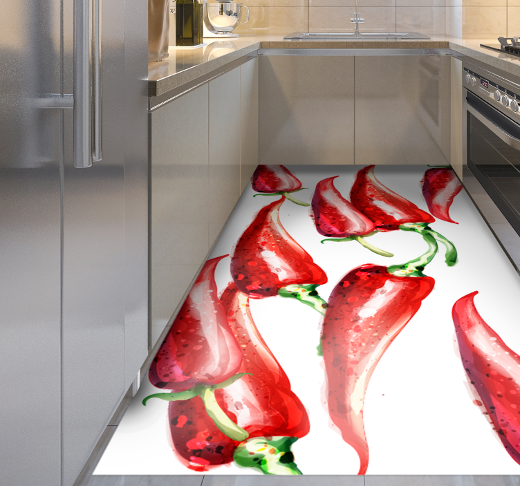 Red Chilli Pepper kitchen vinyl rug - TenStickers