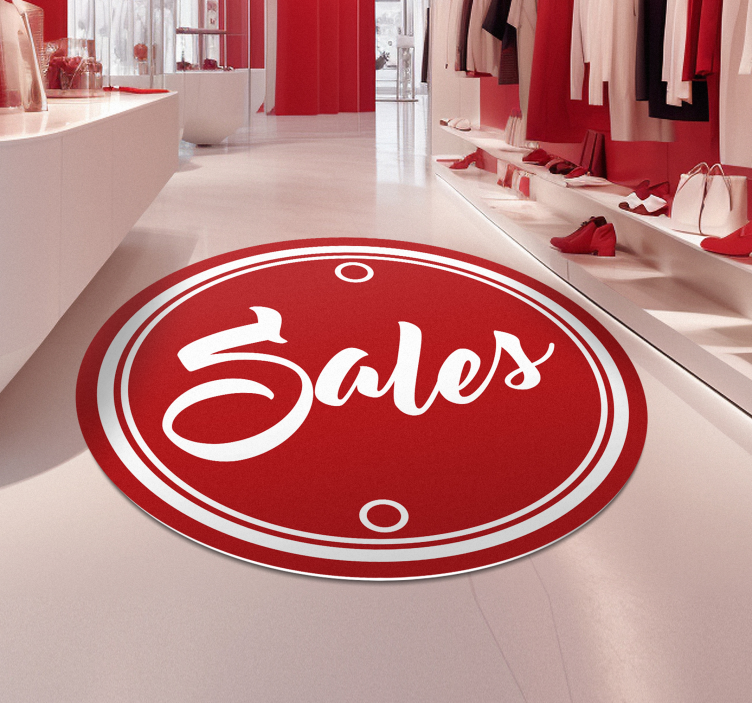 Red circle text sales shop rug - TenStickers