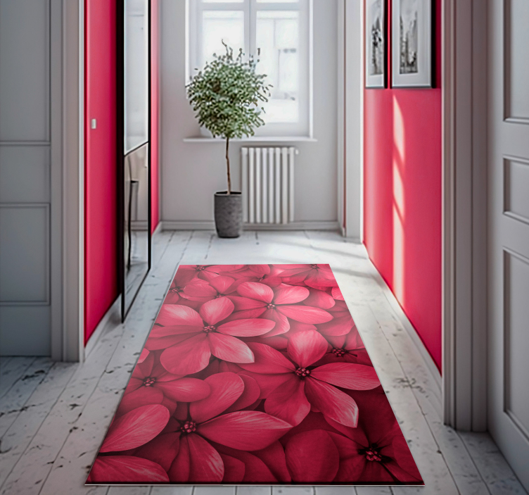 Red Digital Flowers hallway runners - TenStickers