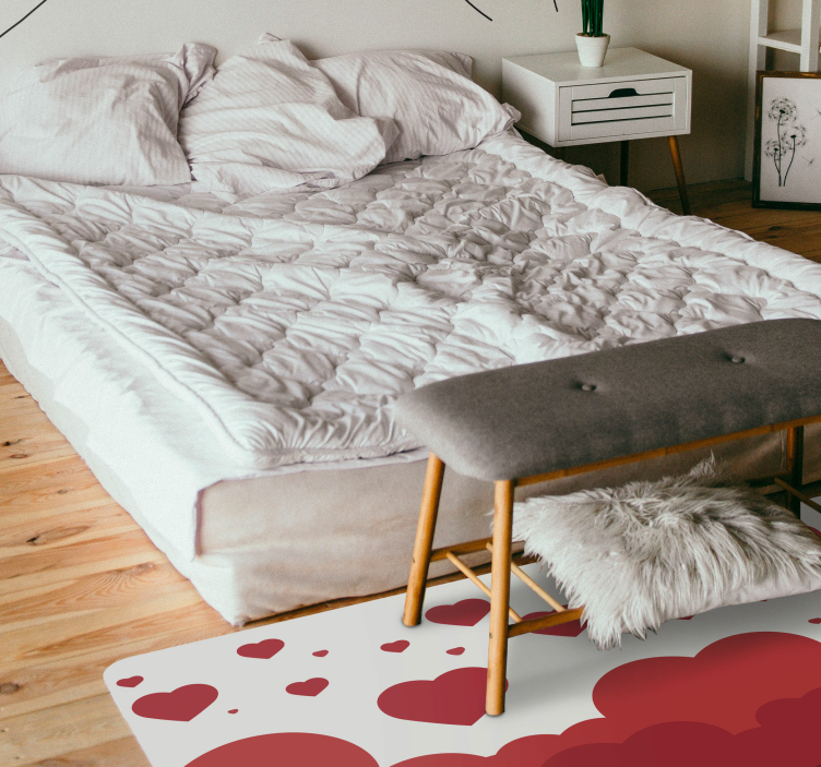 Red heart cloud pattern bedroom rug - TenStickers