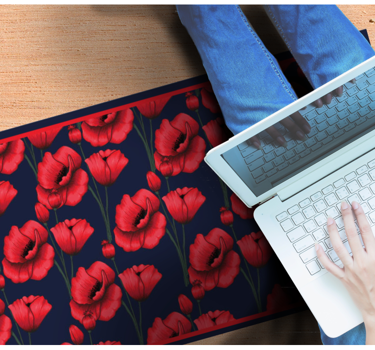Red Poppy Arrangement flower vinyl rug - TenStickers