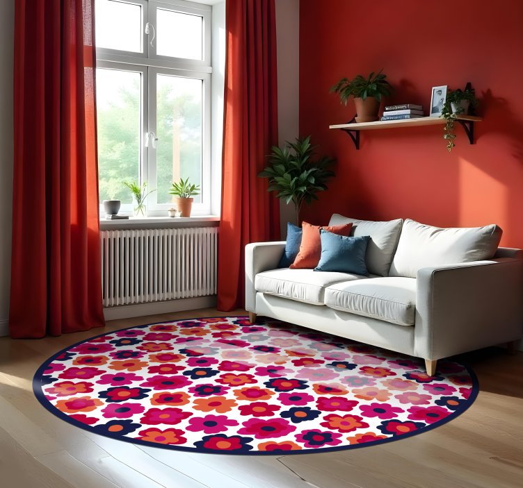 Red poppy flower vinyl rug - TenStickers