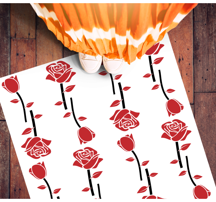 Red Rose Patterns flower vinyl rug - TenStickers