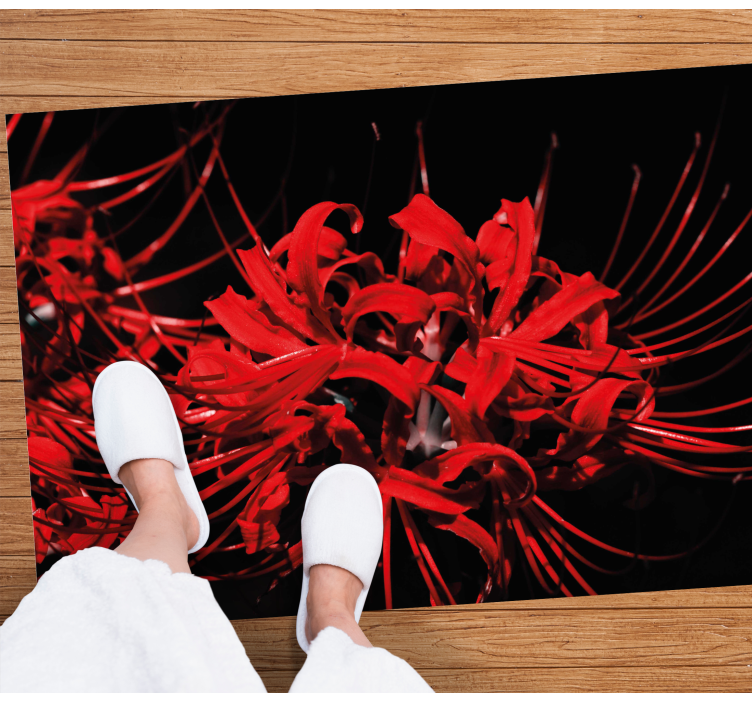Red spider flowers floral rug - TenStickers