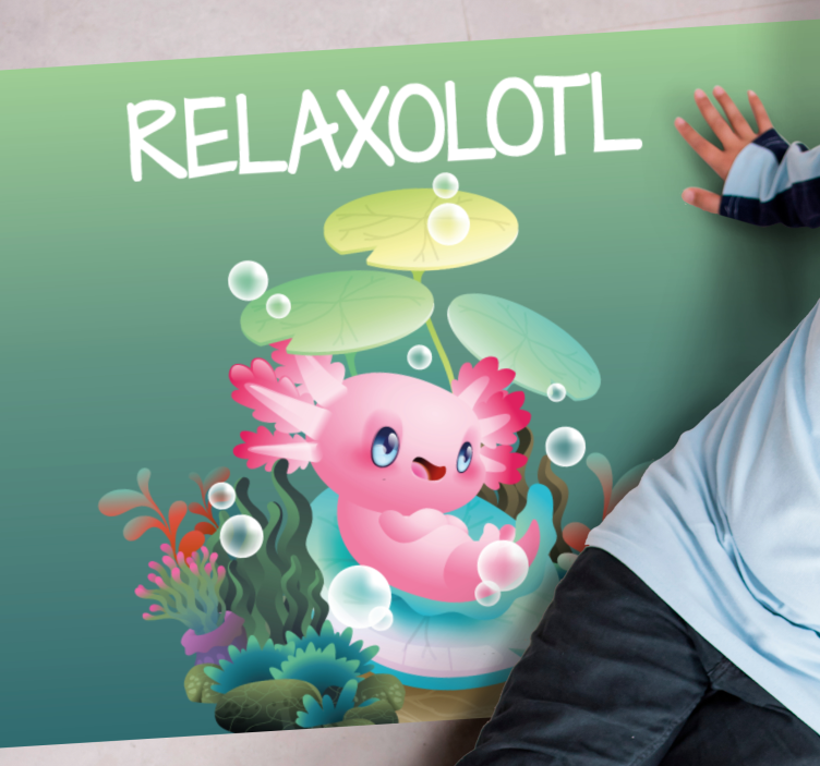 "Relaxolotl" blue pattern kids vinyl rug - TenStickers