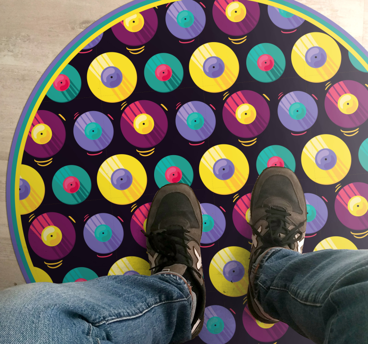 Retro Discs Composition gaming vinyl rug - TenStickers