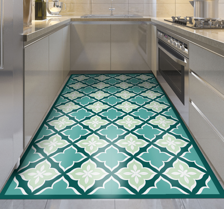 Retro tiles pattern vinyl rug modern rug - TenStickers